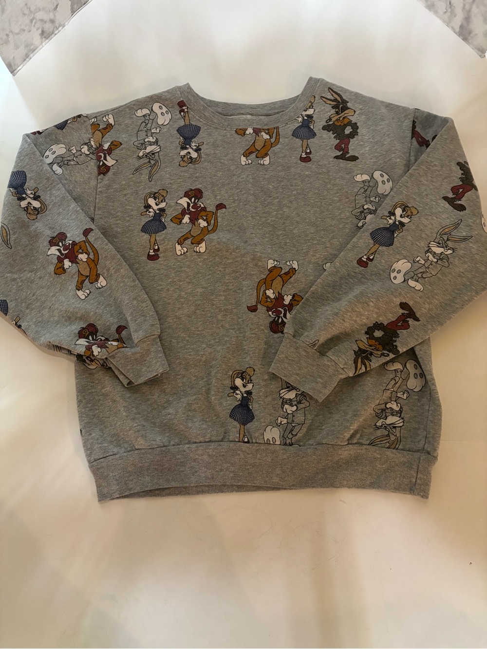 Warner Bros. Heather Gray Cartoon Character Crewneck Sweatshirt